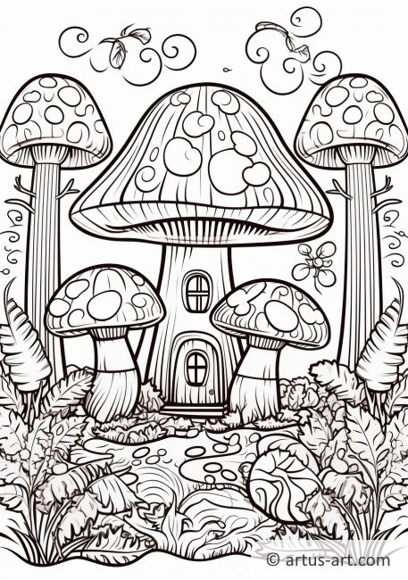 Mushrooms in the Forest Coloring Page